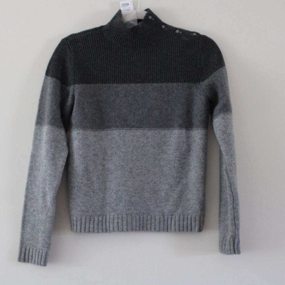 NWT Bonpoint Boys Cashmere Long Sleeve Mock Neck Gray Stripe Sweater Jumper‎ 12
